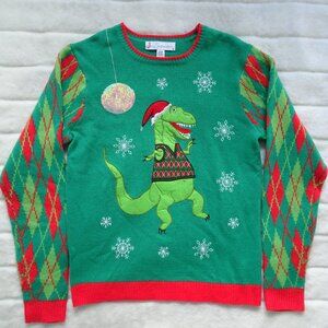 Jolly Sweaters Ugly Christmas Sweater Men's Medium #4 TX Rex